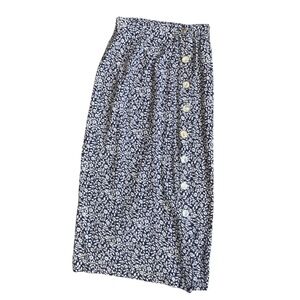 vintage 80s Carol Anderson Navy and White Floral Maxi Skirt Size XS